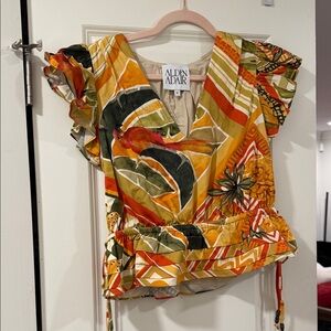 Alden Adair Women's Vibrant Orange Patterned Blouse